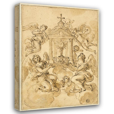 «Monstrance Borne by Angels» par Giacinto Calandrucci - Art mural sur toile tendue avec châssis