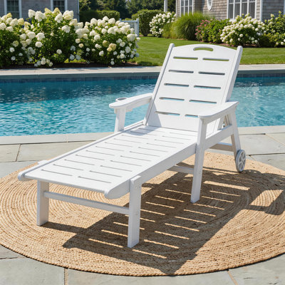 HDPE Outdoor Chaise Lounge – 5-Position Adjustable with Wheels & Cup Holder