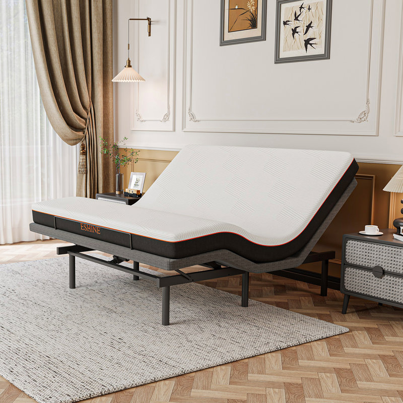Lit réglable avec matelas en mousse à mémoire de forme de 8 po, massage, gravité zéro, télécommande sans fil et contrôle des applications
