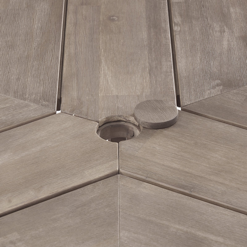 Table d'extérieur avec trou de parasol pour patio, cour, jardin, brun noir, Brun