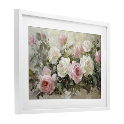 Rose Bouquets Framed Print Under Glass, design by Petal Prints Design