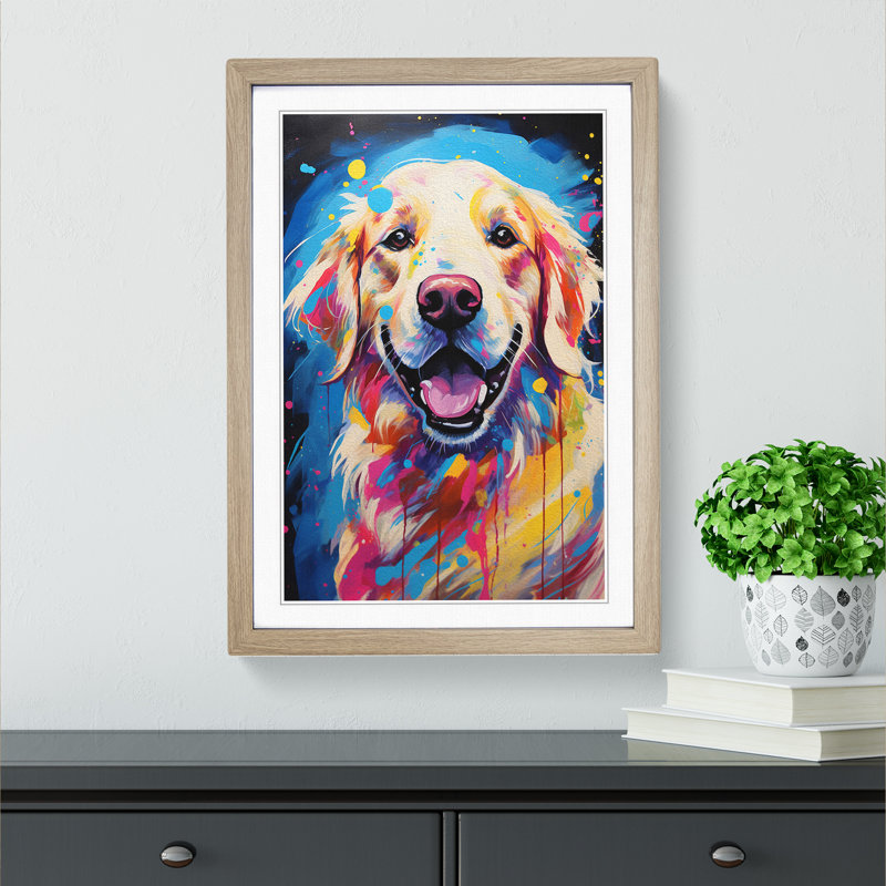 Golden Retriever Impressionism - Framed Print, 34cmH x 25cmW