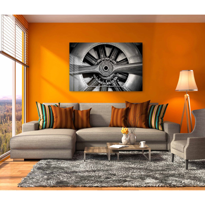 Hélice d'avion noir et blanc, photographie rétro, décoration murale en plexiglas acrylique, L 30 po x H 45 po, Unframed