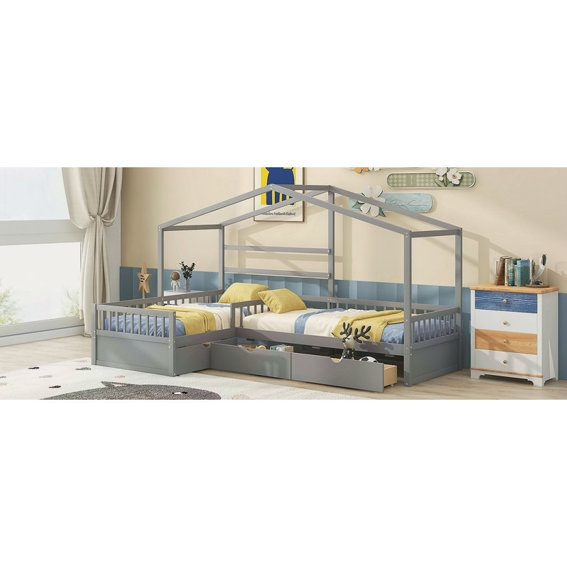 Lit plateforme simple avec trois tiroirs de rangement