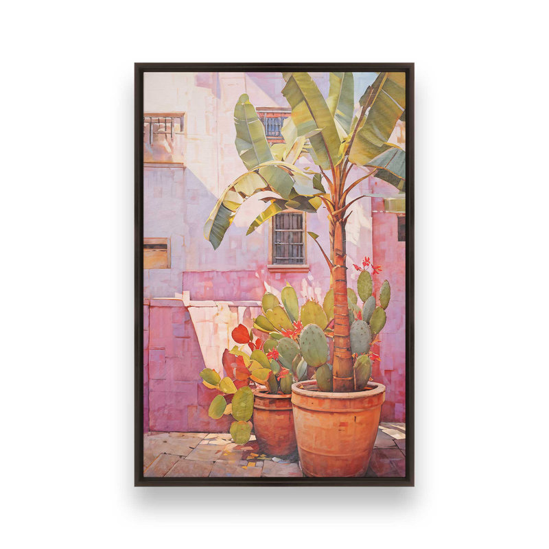 Cactus Court Glow II, H 36,75 po x l 24,75 po, Impression encadrée sans passe-partout, Espresso