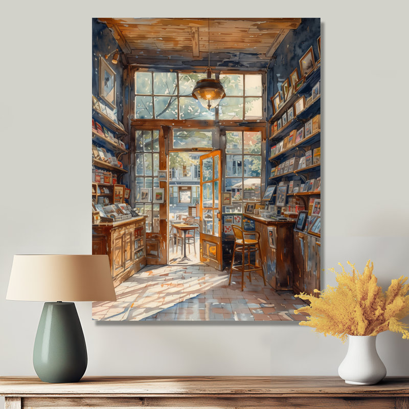 Café-restaurant jaune brun - Boutiques, H 32 po x l 16 po x P 1 po, Toile tendue