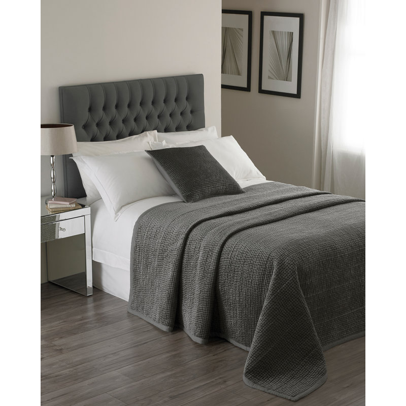 Dalrymple Rayon Patchwork Bedspread, 240 cm W x 250 cm L, Graphite