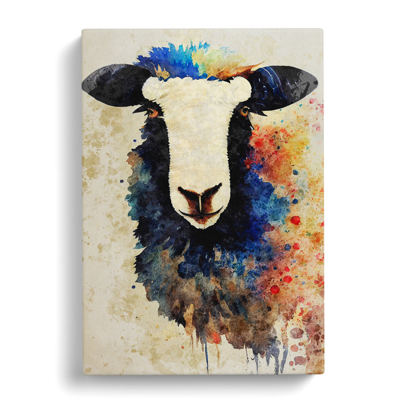 Watercolour Sheep No.5 - Wrapped Canvas, 76cm H x 50cm W x 3cm D
