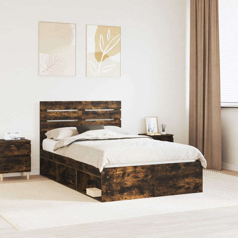 Solid Wood Bed, Smoked Oak, Double (4'6)