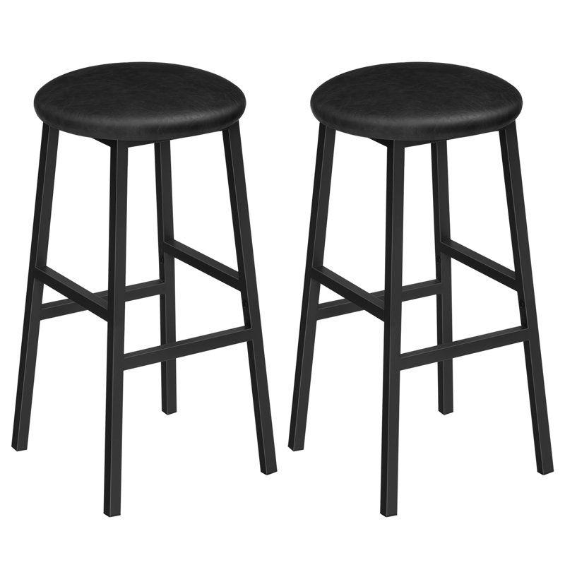 Plattsburgh Bar Stools 24.8" PU Upholstered Breakfast Stools (Set of 2)