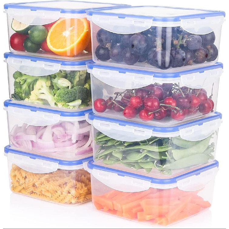 Prep & Savour Cassy One-Handed Airtight Plastic 8 Container Food Storage  Set
