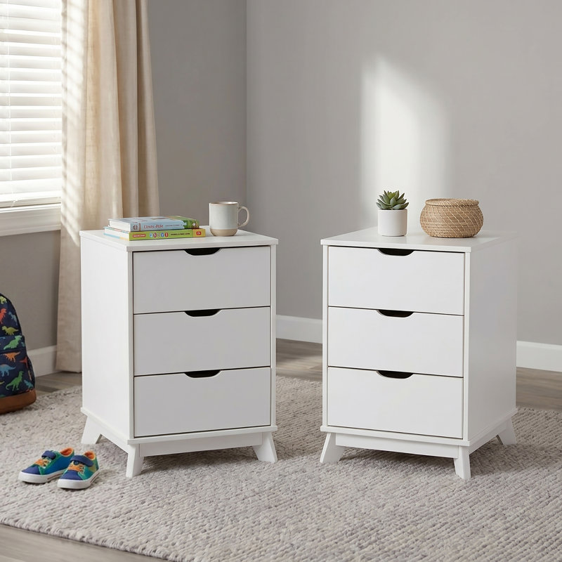 Marialana Solid Wood Nightstand Set Of 2, White