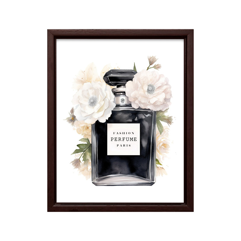 Parfum de mode noir, Poster, 12"H x 16"W, Brown Framed