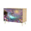 Buffet Buffet avec rangement Fantasy Cosmic Landscape Waterfall Glowing Flowers Ringed planète avec 2 portes pour le salon et la cuisine