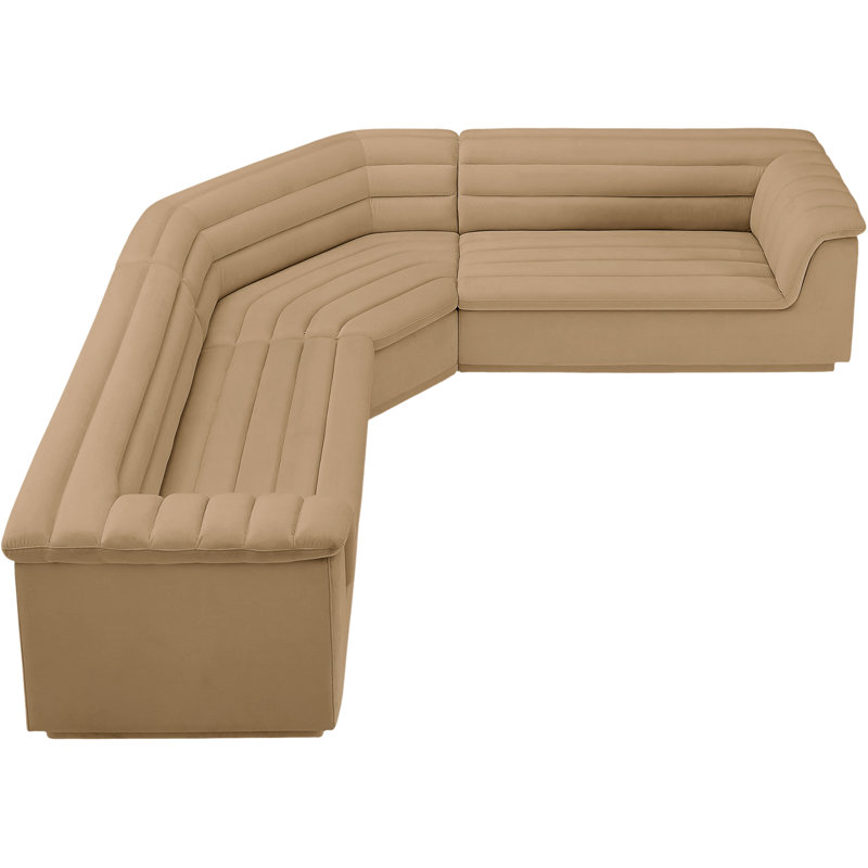 Canapé modulaire rembourré 148 po Iyaunna, Velours brun clair