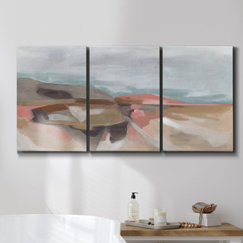 «Coastal Plains II» sur toile, reproduction de 3 pièces, H 27 po x l 54 po x P 2 po