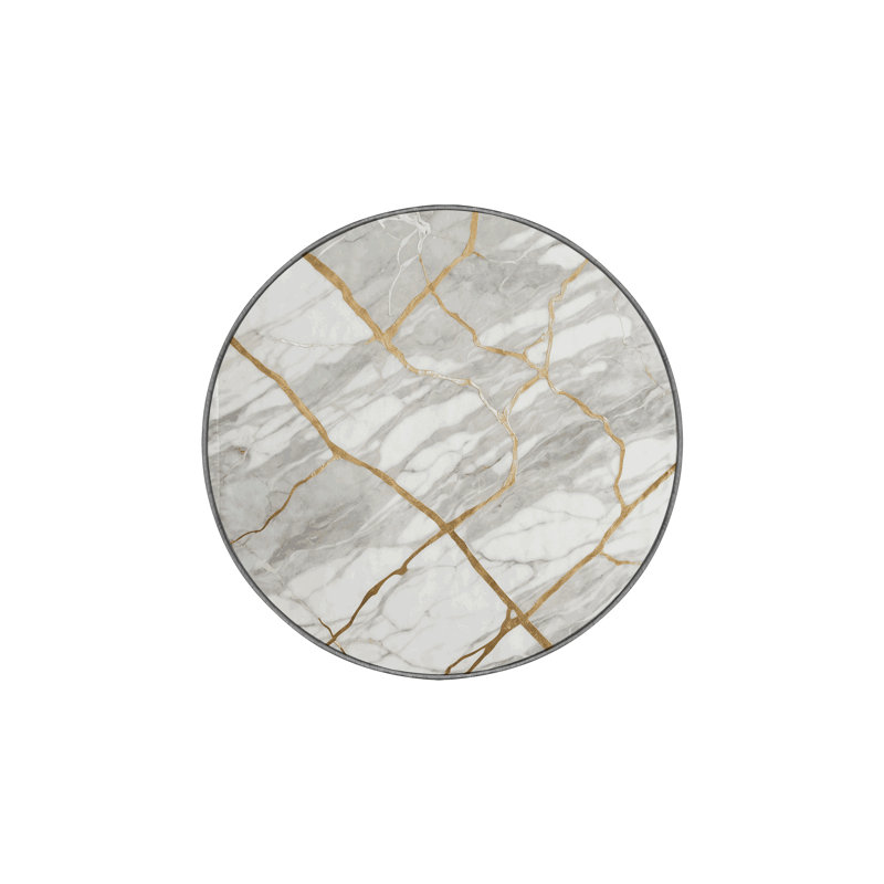 Tapis gris soyeux et moelleux, Rond 6 pi