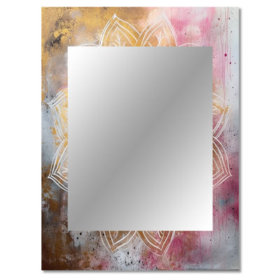 Rose Gold Mandala I - Boho Mandala Large Mirror, Traditional Decorative Wall Mirror, Printed Metal Art