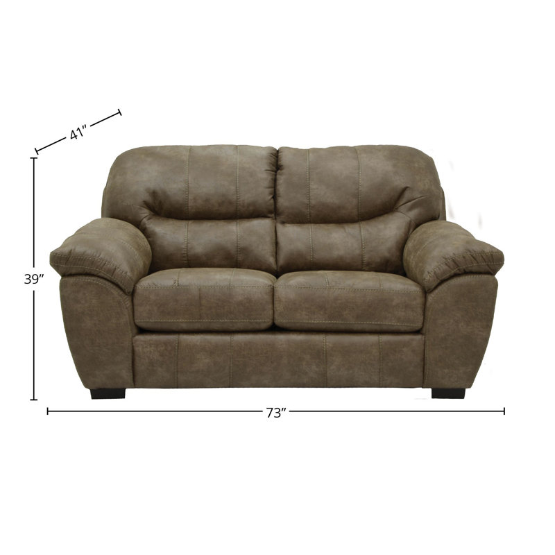 Sidon 73" Wide Upholstered Loveseat, Silt Faux Leather
