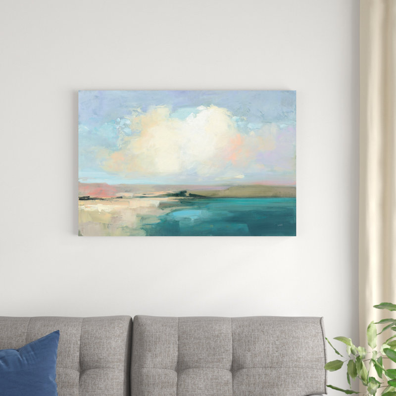 «Coastal Sky» par Julia Purinton - peinture sur toile tendue, H 24 po x l 36 po, Impression encadrée sans passe-partout, Noir
