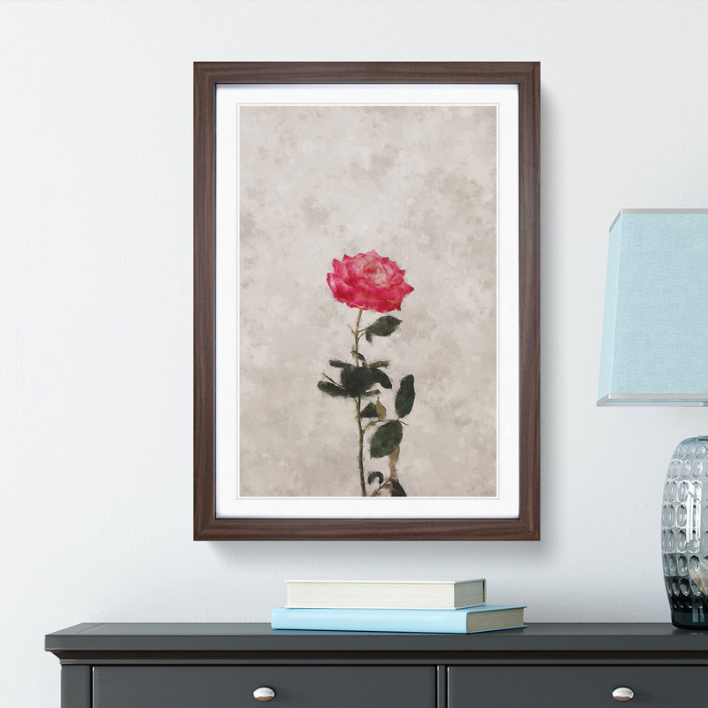 Climbing Pink Rose - Picture Frame Painting Print, 33cm H x 24cm W x 2cm D, Walnut Framed