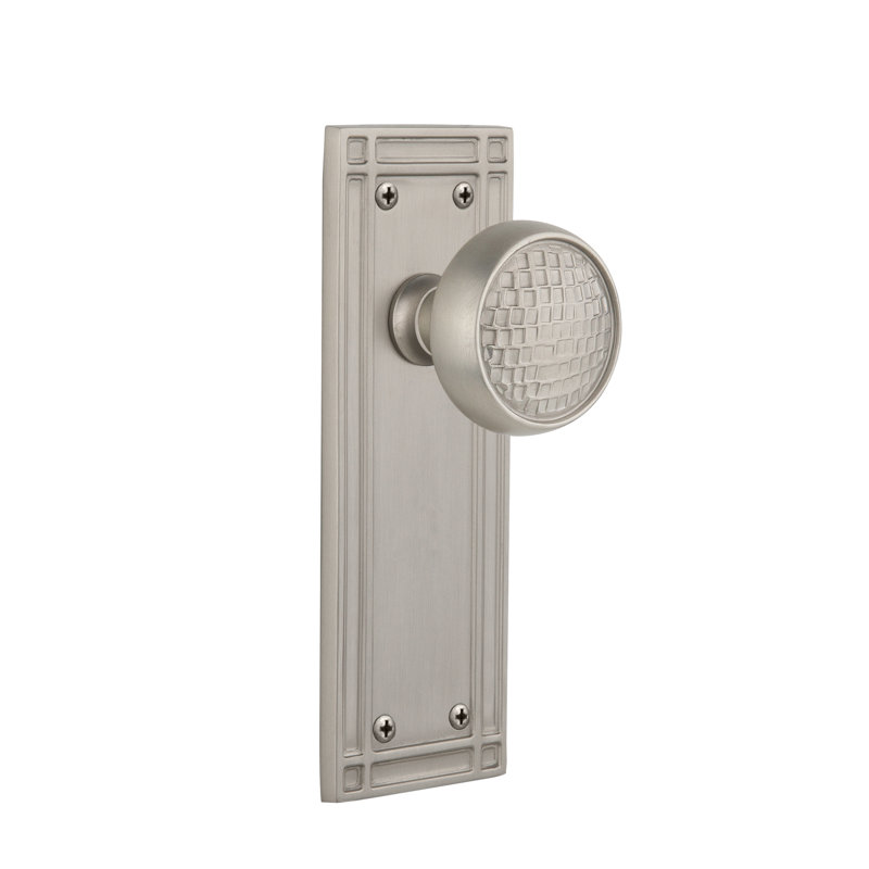 Mission Plate with Craftsman Door Knob, Satin Nickel