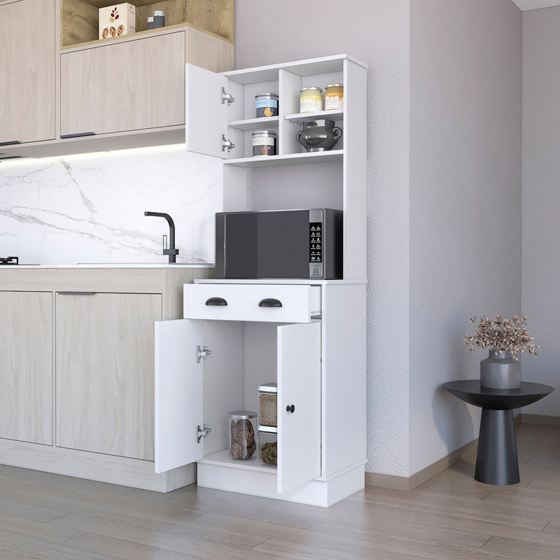 Garde-manger à 2 portes avec micro-ondes et garde-manger en blanc
