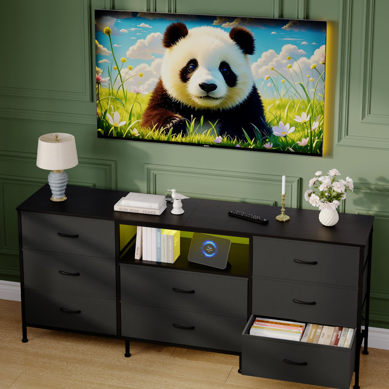 159.99 cm W Chest of 8 Drawers, Gray