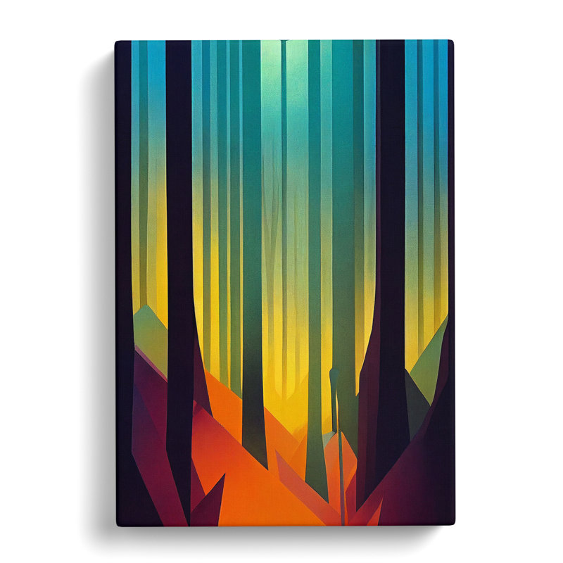 Block Print Forest No.3 - Print, Wrapped Canvas, 50cm H x 35cm W x 3cm D, No Matte