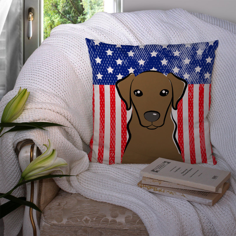  Coussin 14 "American Flag, 14 po x 14 po, Labrador chocolat