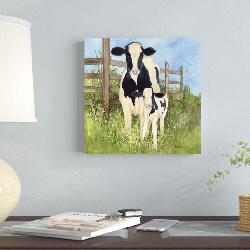 «Farm Family Cows» par Kathleen Parr McKenna, reproduction d'art sur toile tendue, H 12 po x l 12 po