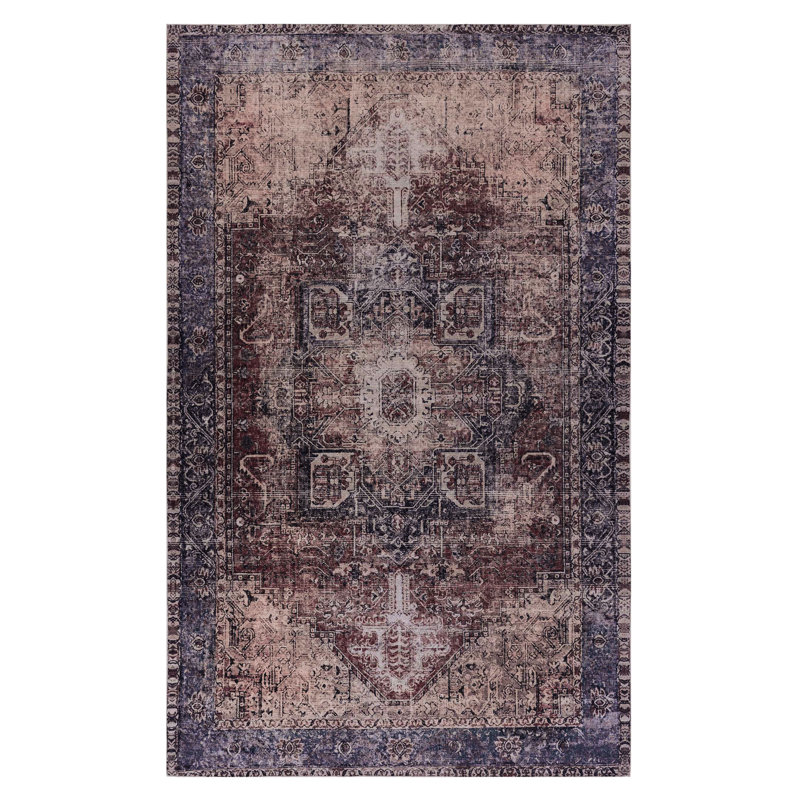 5X8 Living Room Area Rug - Washable, Non-Slip, Non-Shedding, Low-Pile, Foldable, & Pet , , Soft, Stain Furnishing  Burgundy Washable For Different Types Type