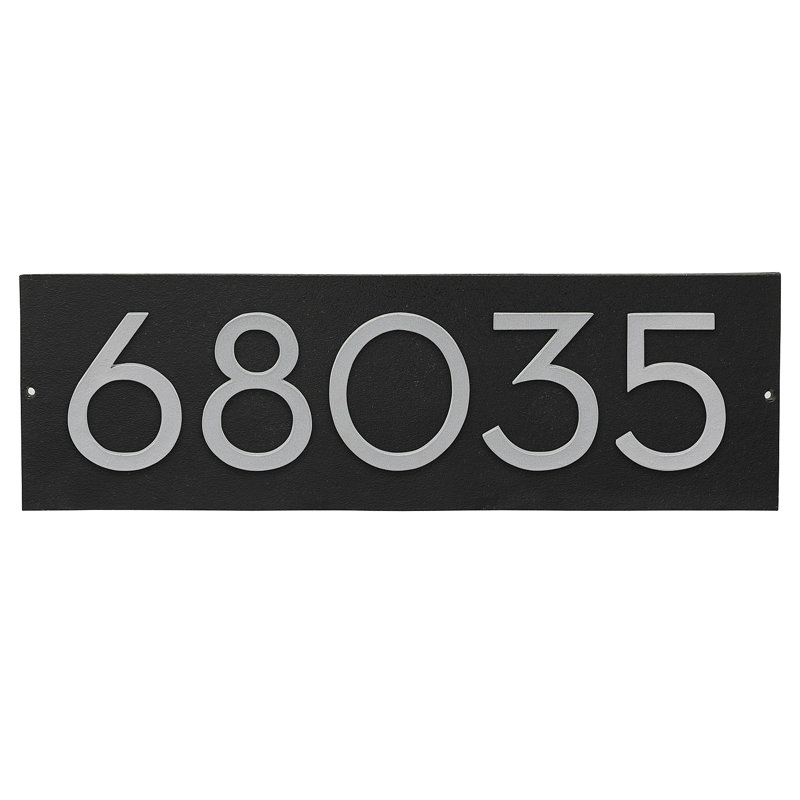 Floating Modern 4" Number Horizontal Address Plaque (5 Digits), Silver, Black, Yes