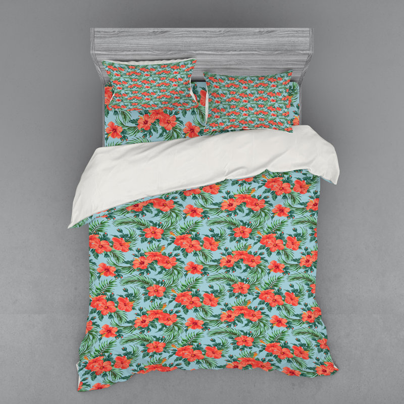 Farmhouse / Country Polyester Floral Duvet Cover, Queen Duvet Cover + 3 Additional Pieces