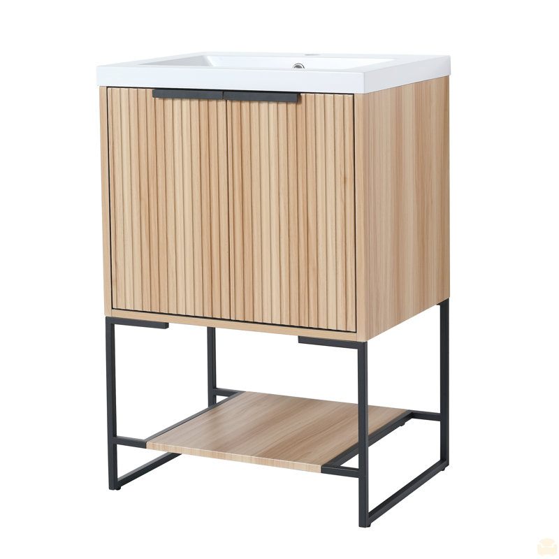 Meuble-lavabo autoportant de 24 po avec lavabo en résine