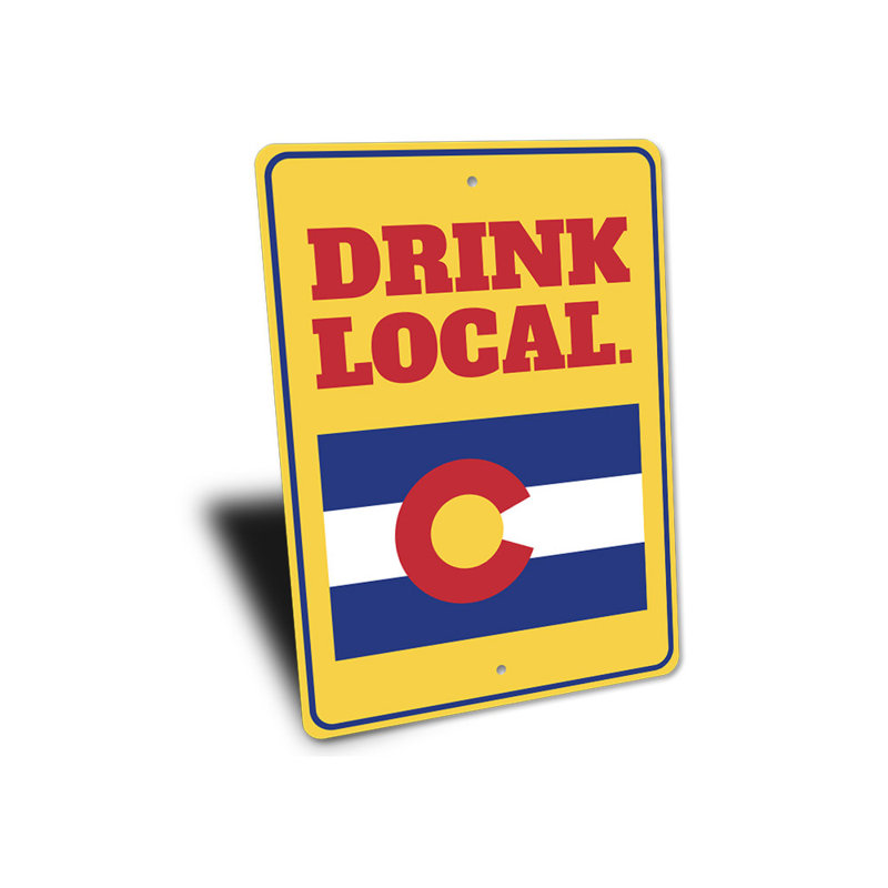 Plaque «Drink» en aluminium, H 14 po x l 10 po x P 0,04 po