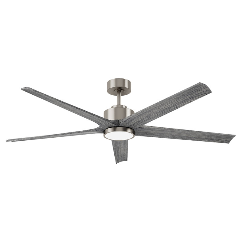 5 Blade Solid Wood Ceiling Fan With Light, Black, 60", Walnut