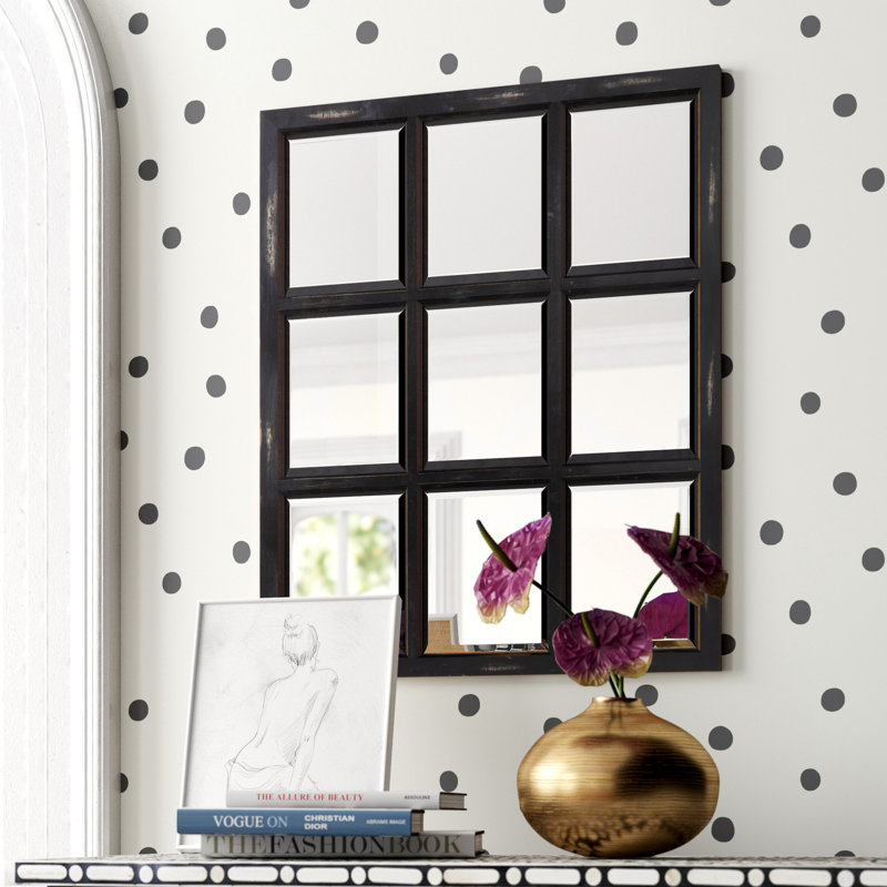 Busby Solid Wood Flat Mirror, Black, 32" x 26"