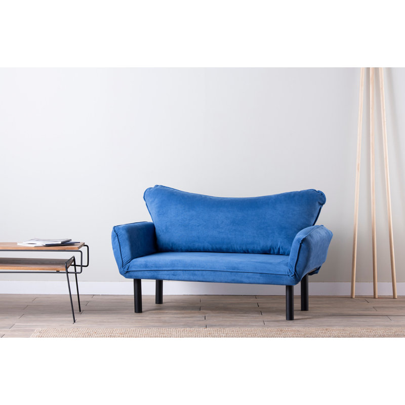 Canapé-lit à accoudoirs arrondis 61,42 po Marlowe, Polyester bleu