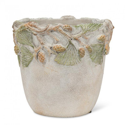 Large Planter With Pinecone Rim