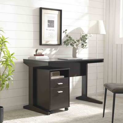 -colored Home Office Desk With Detached File Drawer Cabinet On Wheels Locking - Look