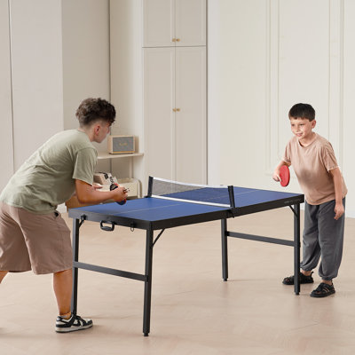 Mid-Size Ping Pong Table Foldable Table Tennis Game Table Indoor with Net