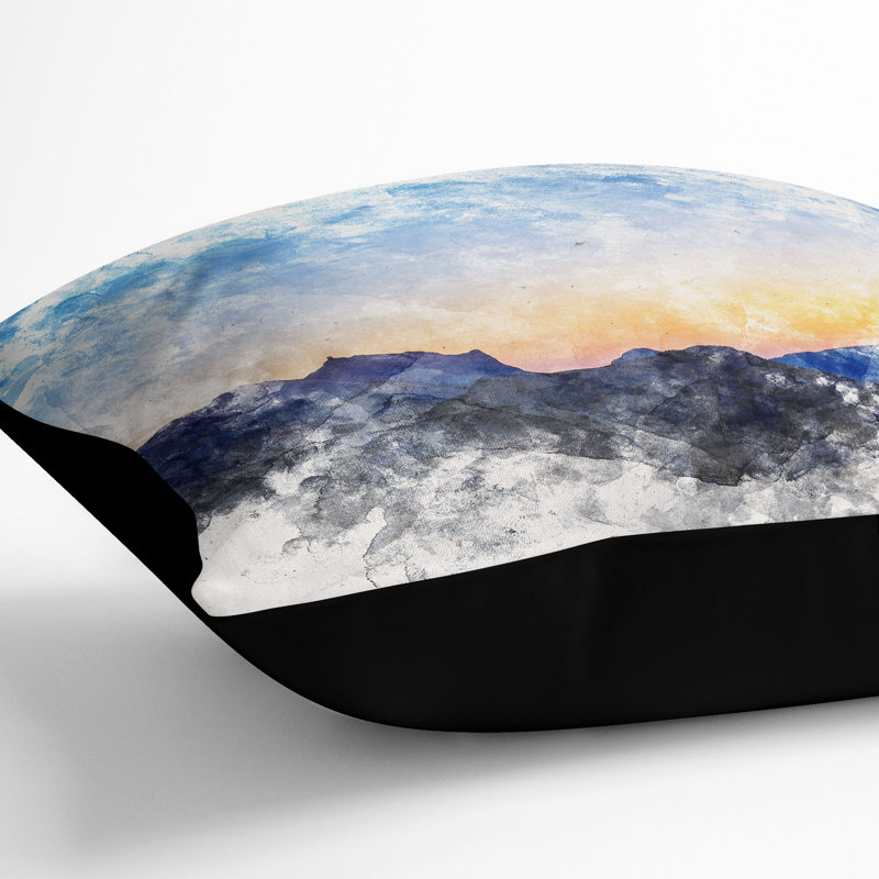 Mountain Range in Spain Cushion with Filling, 55cm H x 55cm W x 20cm D, Black