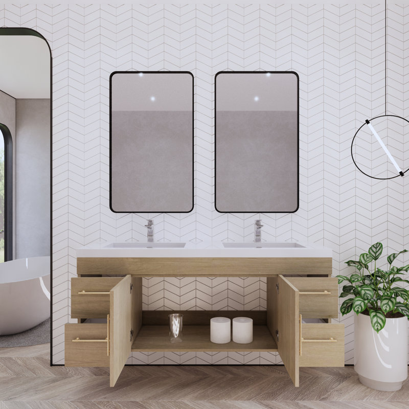 Ensemble de meuble-lavabo simple 59 po, Chêne blanc