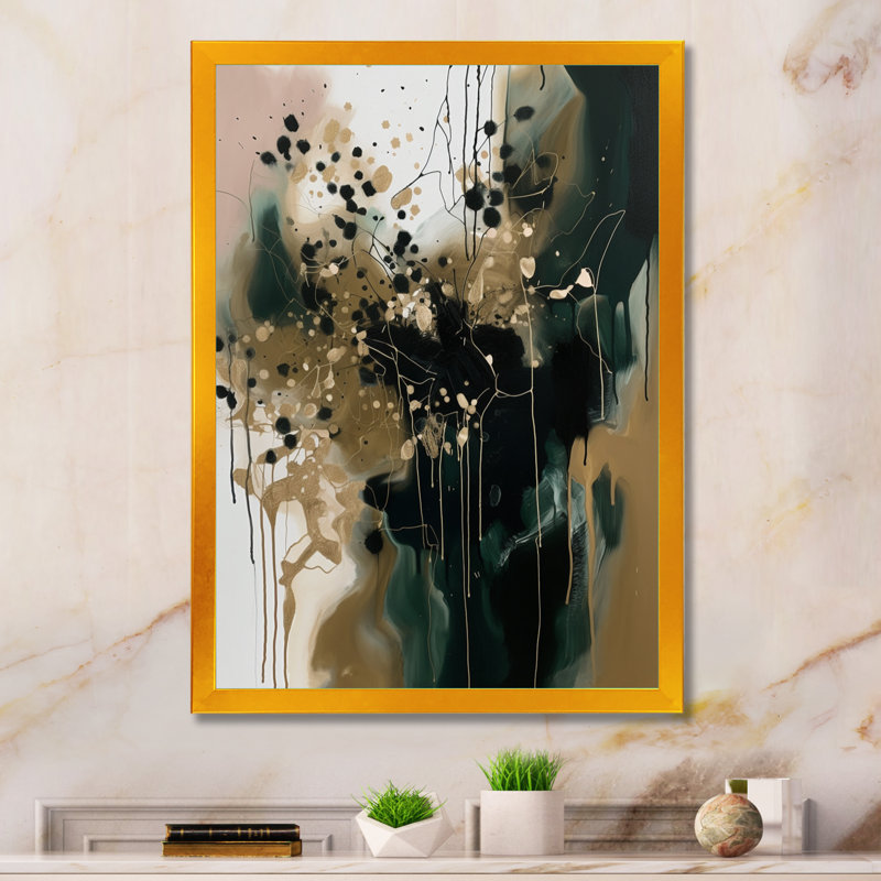 Art mural abstrait sur toile, impression abstraite moderne noire - réalités abstraites noires, L 12 po x H 20 po, Cadre doré