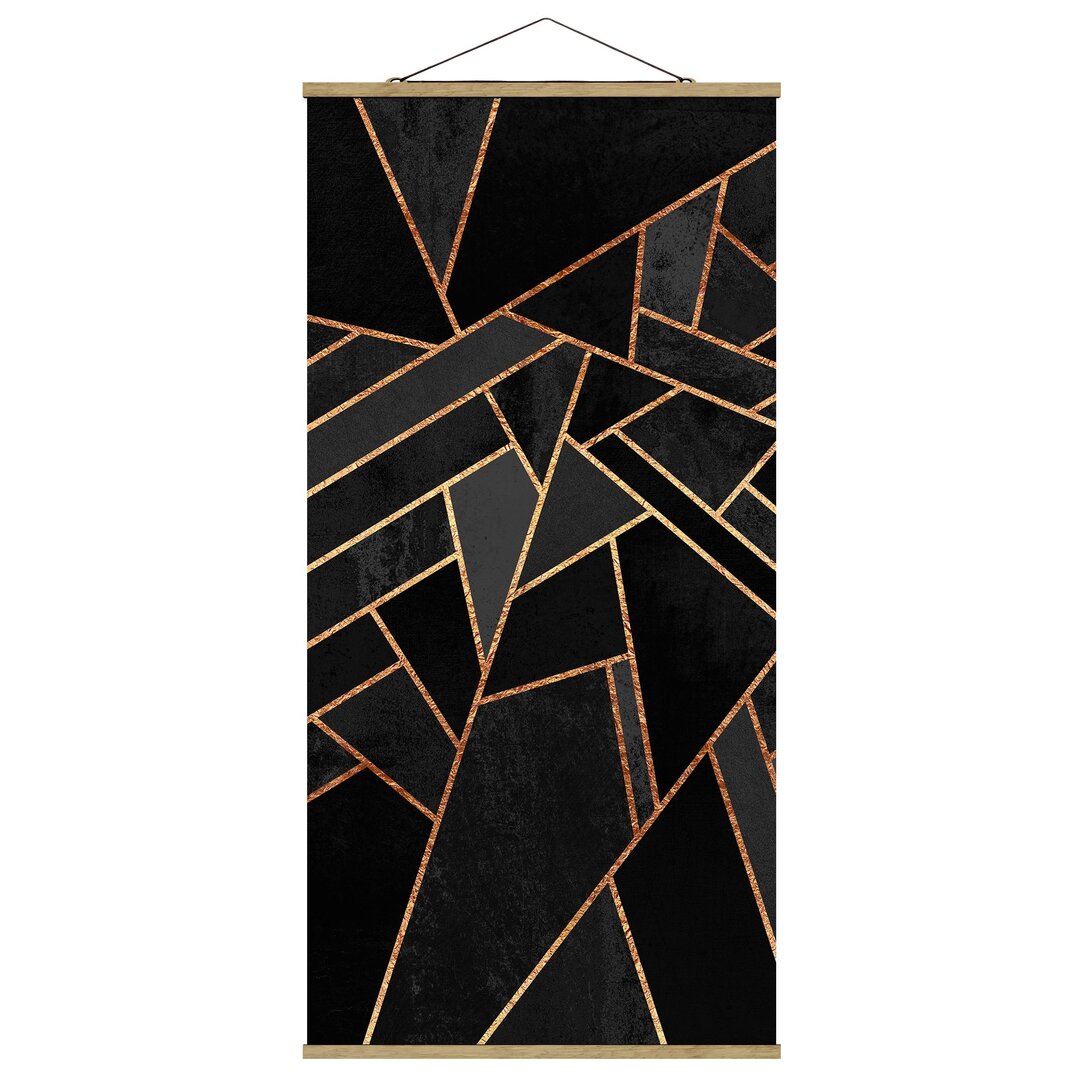 Stoffbild Black Triangles Gold von Elisabeth Fredriksson