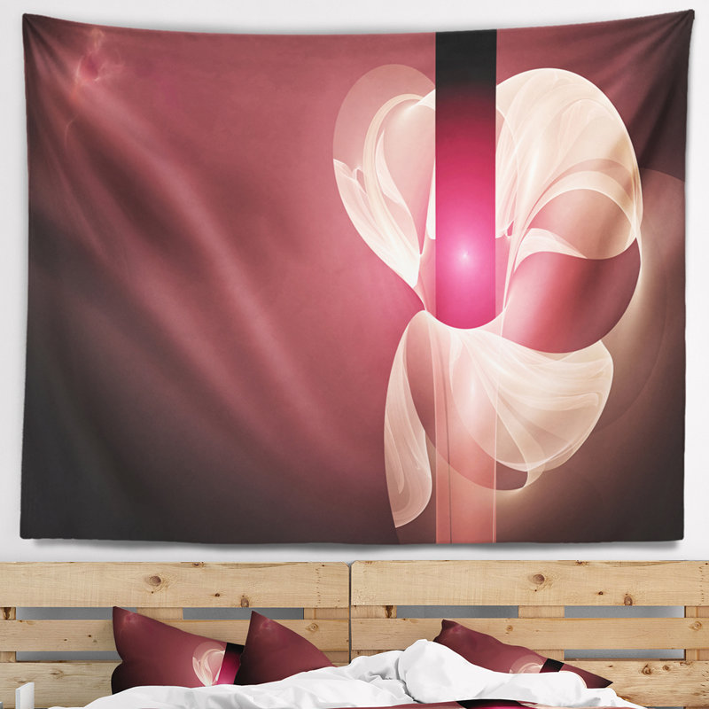 Tapisserie d’illustration d’une fleur rose abstraite, H 32 po x l 39 po