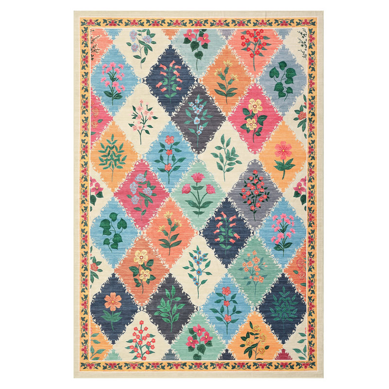 Rugs for Living RoomMachine Washable Area Rugs Non-SlipVintage Floral Rug Bedroom Rug for Dorm Playroom Foyer Entryway, Brown
