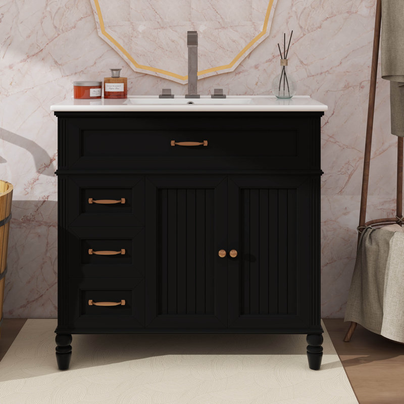 Ensemble de meuble-lavabo simple 36 po avec lavabo 36 po, Noir