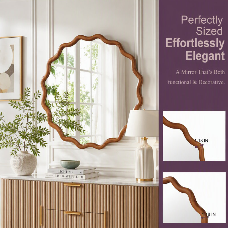Miroir Wavy, 24 inch, Brun jaune